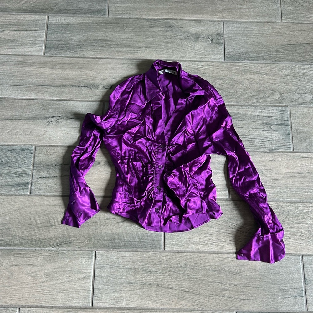 Zara purple button front shirt